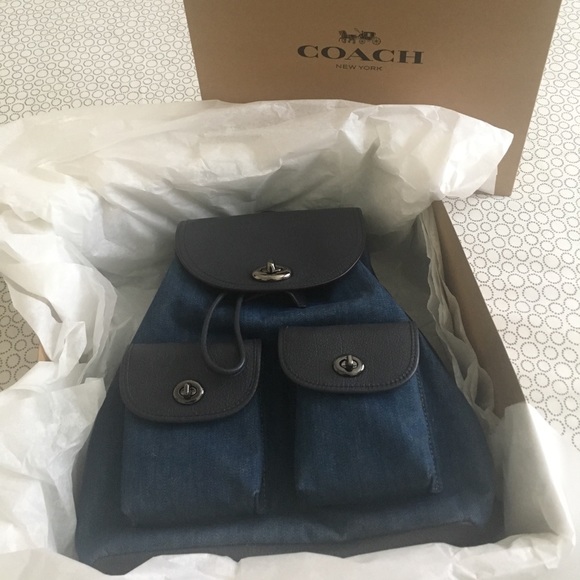 Coach Handbags - SOLD Coach Book Bag Purse Backpack Leather & Denim